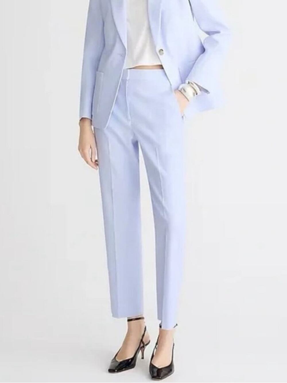 J Crew Katie Light Blue Linen Pants SP24 BF407 Straight Leg 2024 Size 4 Trouser